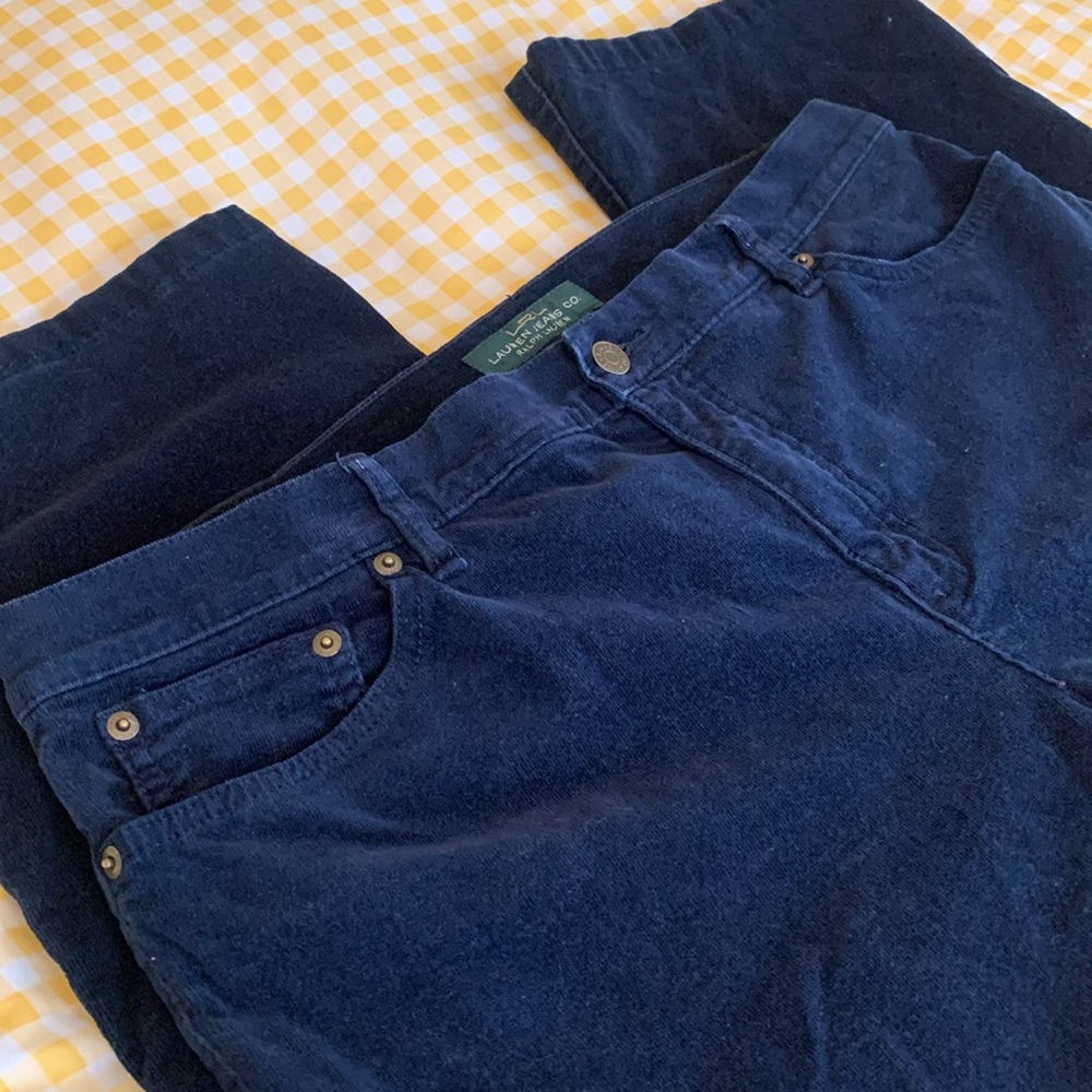 LRL Lauren Jeans Co. Ralph Lauren Women Corduroy Pants Straight Leg Dark Blue 16